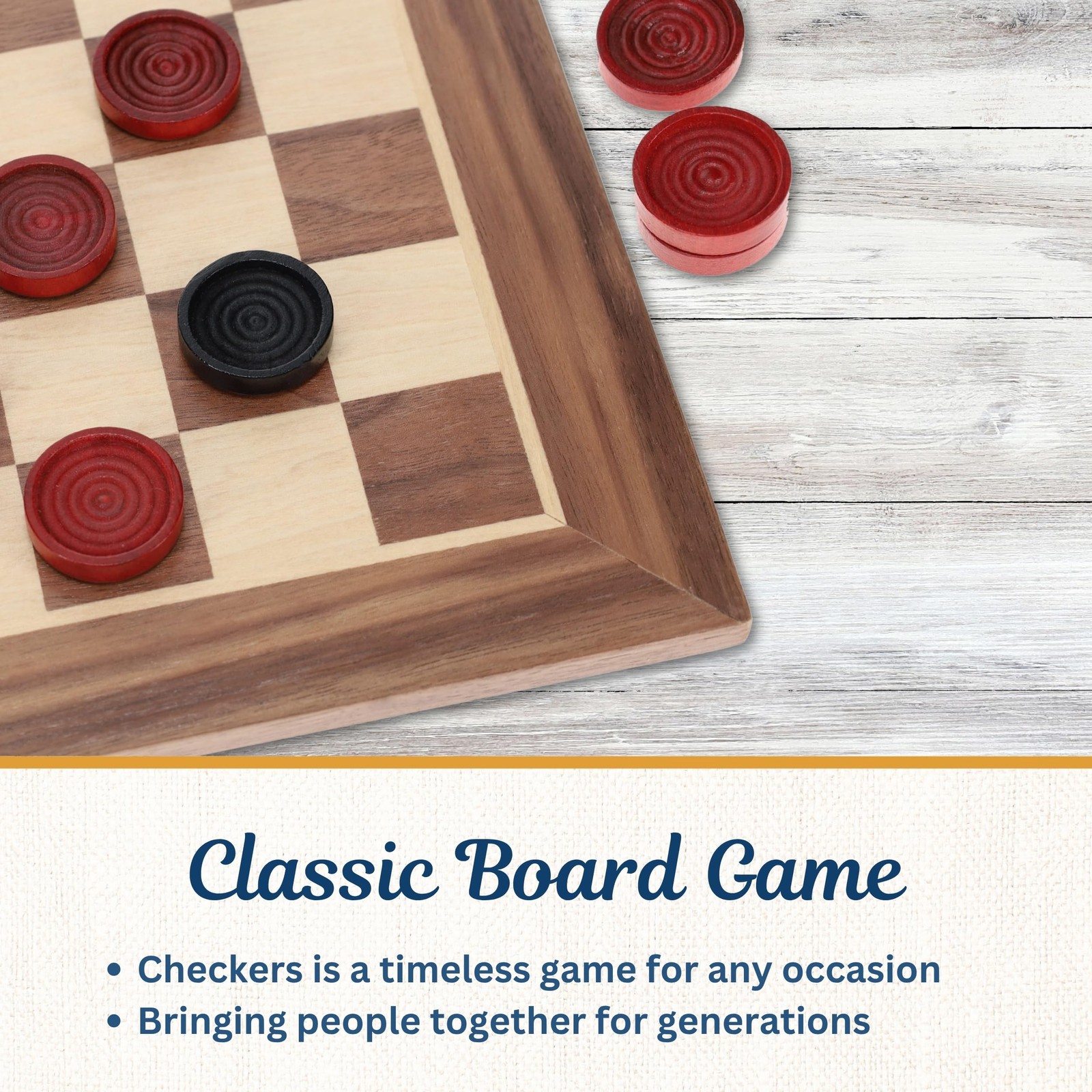 WE Games Old School Wooden Checkers Set Red and Black Pieces – 12 Inch Classic B