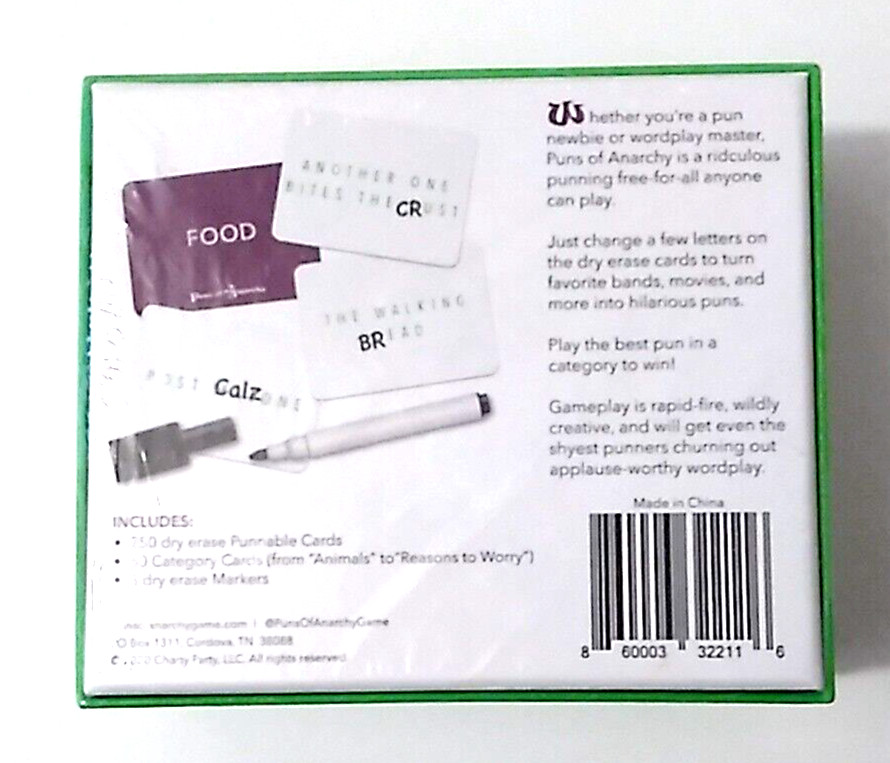 Puns of Anarchy The Outrageous Pun-Making Charty Party Game 17+ NEW 2020