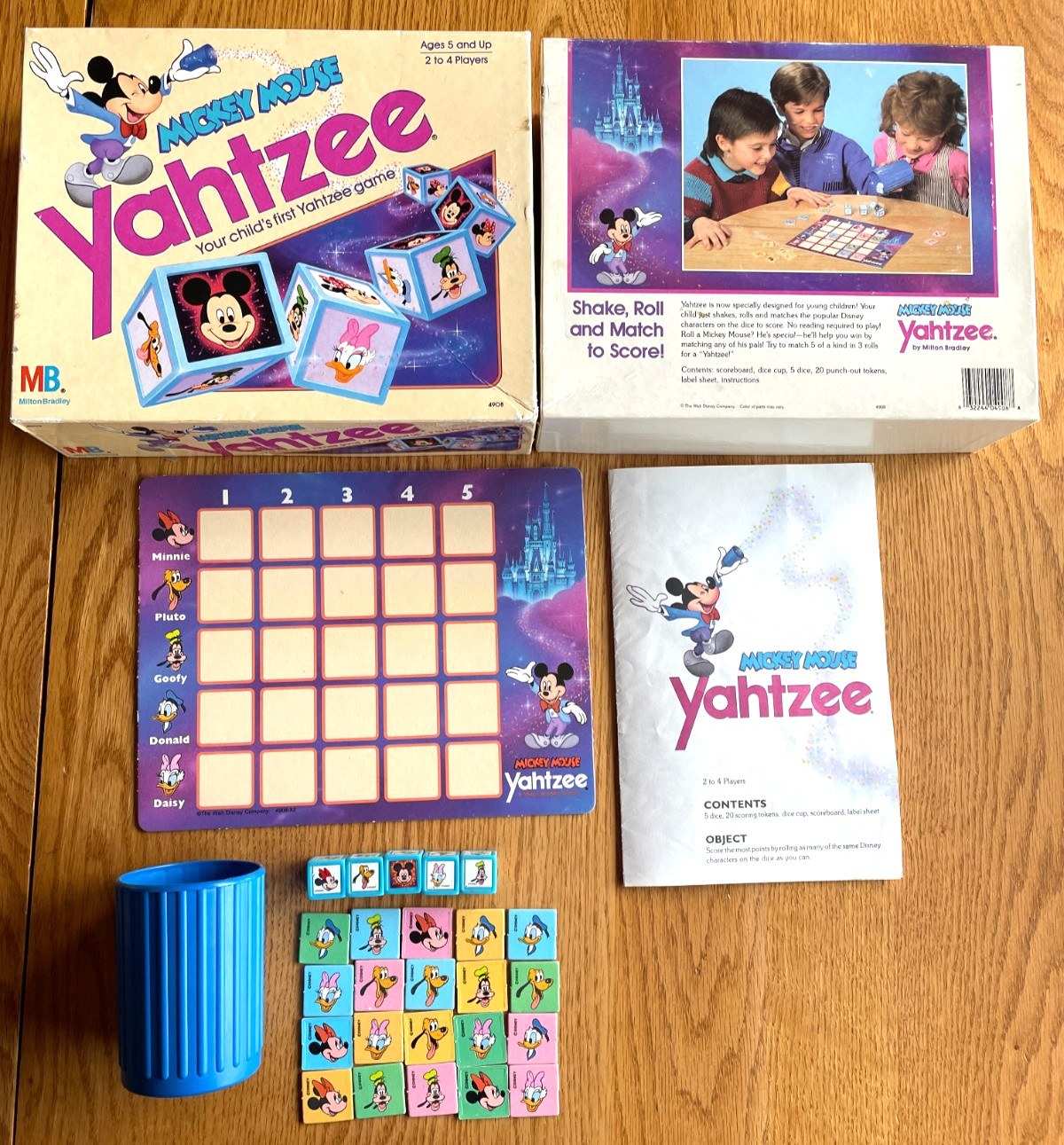 Vintage 1988 MICKEY MOUSE YAHTZEE Game Disney Milton Bradley 100% Complete
