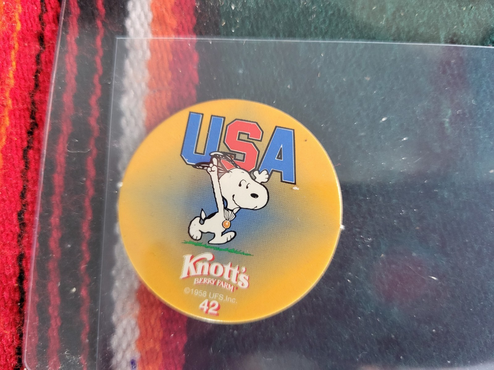 Vintage World Pog Federation X Knott’s Berry Farm Snoopy USA Olympic #42 Pog