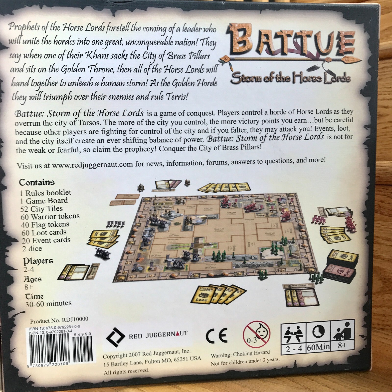 vtg 2007 BATTUE STORM OF THE HORSE LORDS BOARD GAME w/ WALLS OF TARSOS EXPANSION