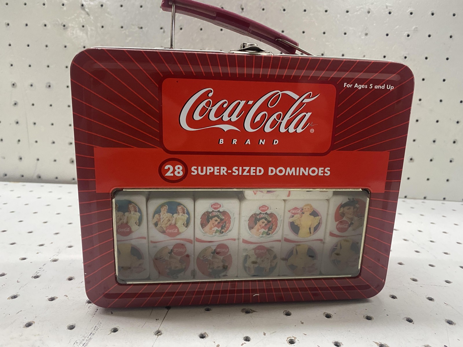 Vintage Coca-Cola 28 Super-Sized Dominoes Game Tin Complete Giant Tile Set Art