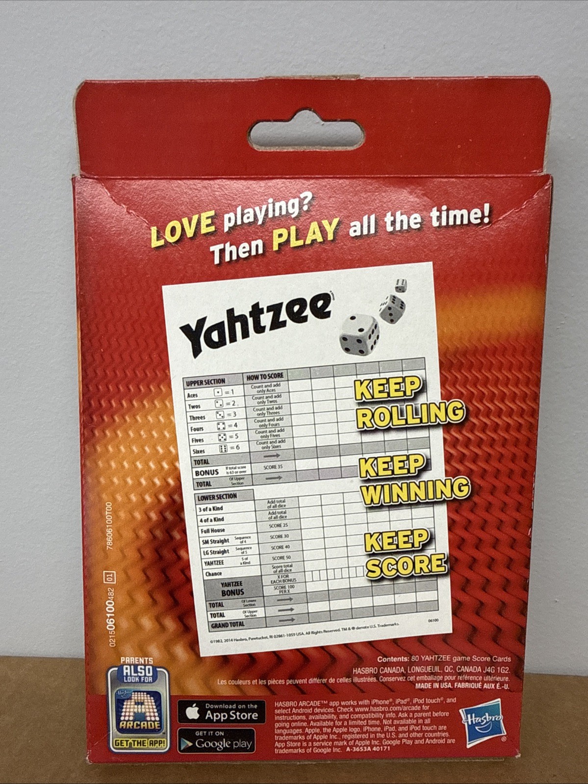 Hasbro Gaming Yahtzee Score Cards 80 Score Card Replacement Pack New Official