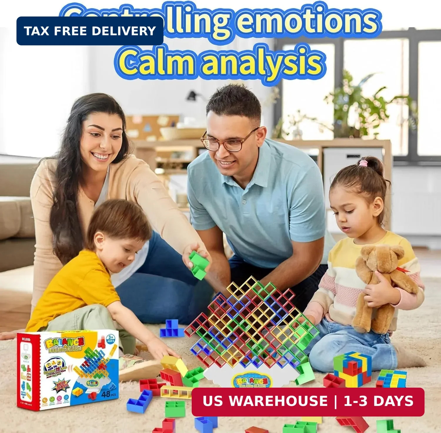 Ziogogco 48 Pcs Game Gifts, Balance Stacking Blocks Game，Perfect for Family, Par