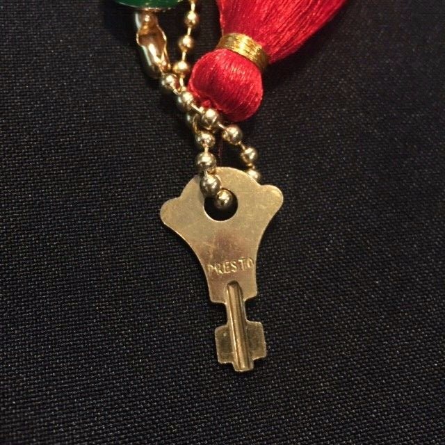 Vtg Key Chain Mahjong~Mahjongg Case Key~Sterling Silver Bead