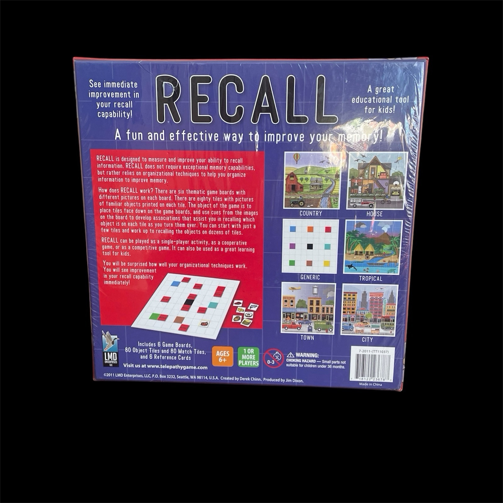 RECALL Board Game Fun Effective Way To Improve Memory Improves Recall 6+ Sealed
