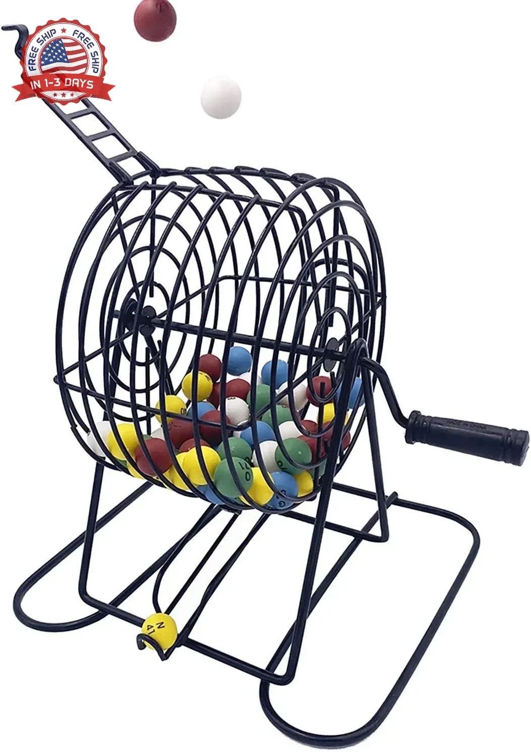 Bingo Game Set 600 Chips 100 Cards 75 Balls Cage Master Board for Parties