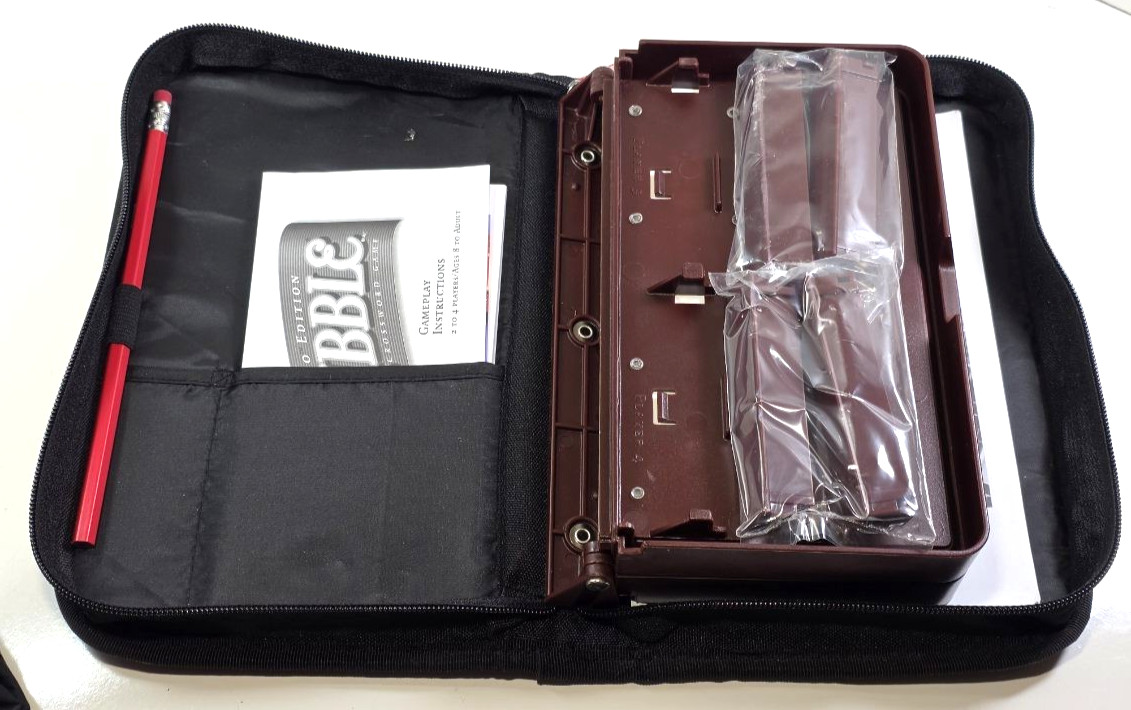 Scrabble Travel folio edition deluxe zippered carrying case. Complete