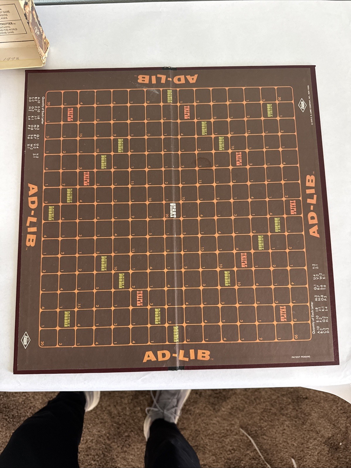 Vintage 1970 AD-LIB Crossword Board Game E.S. Lowe No. 940 – USED READ