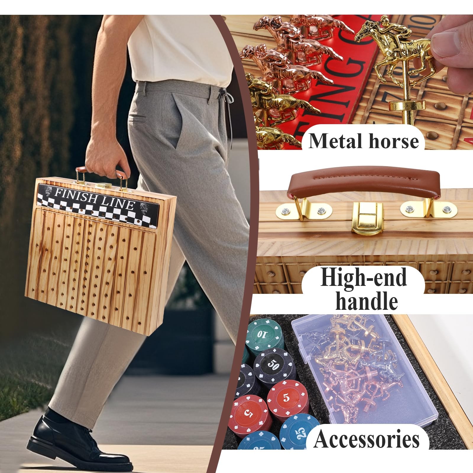 Luxury Horse Race Board Game Foldable Horse Racing Game with Cards and Dice，…