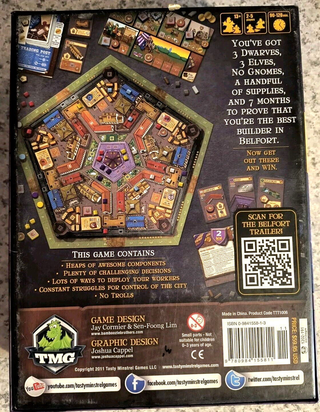 BELFORT By Tasty Minstrel Games TMG 1st Edition Out Of Print Complete MINT