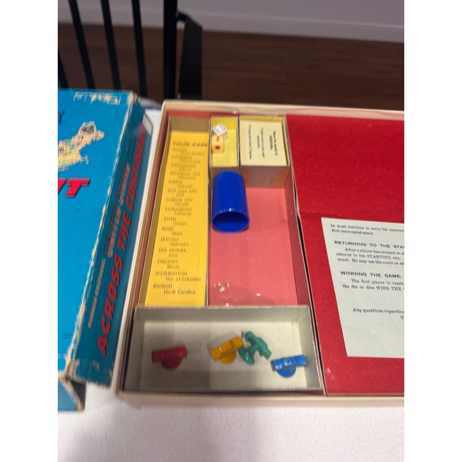 Vintage 1960 Parker Bros Across the Continent United States Board Game Complete