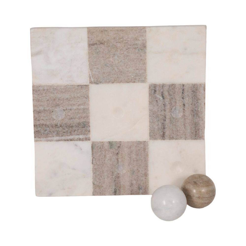Ivory 9 In. X 3 In. Stone Tic Tac Toe Decorative Game Set