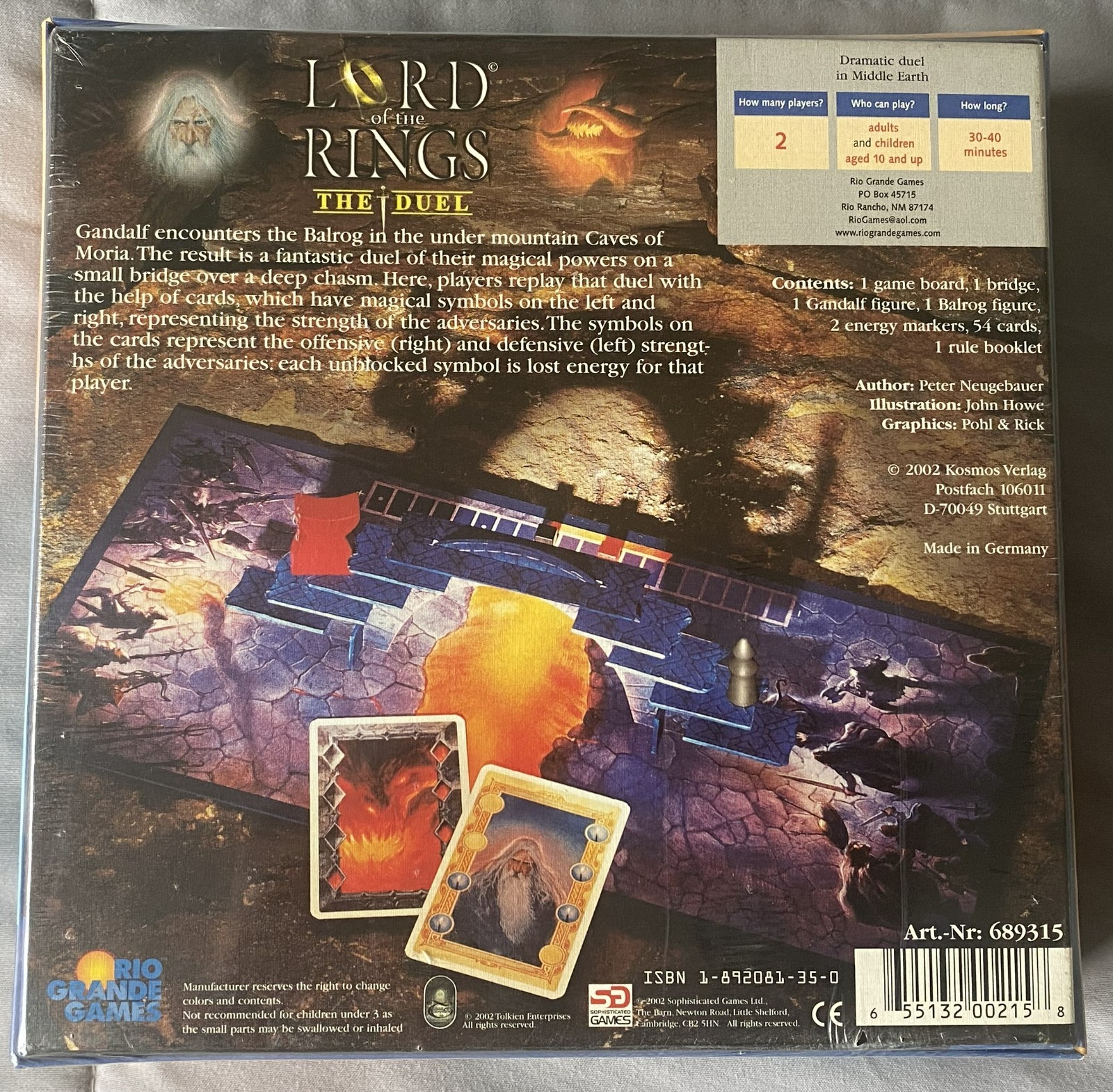 New in Sealed box Lord of the Rings The Duel Game for Two by Rio Grande Games