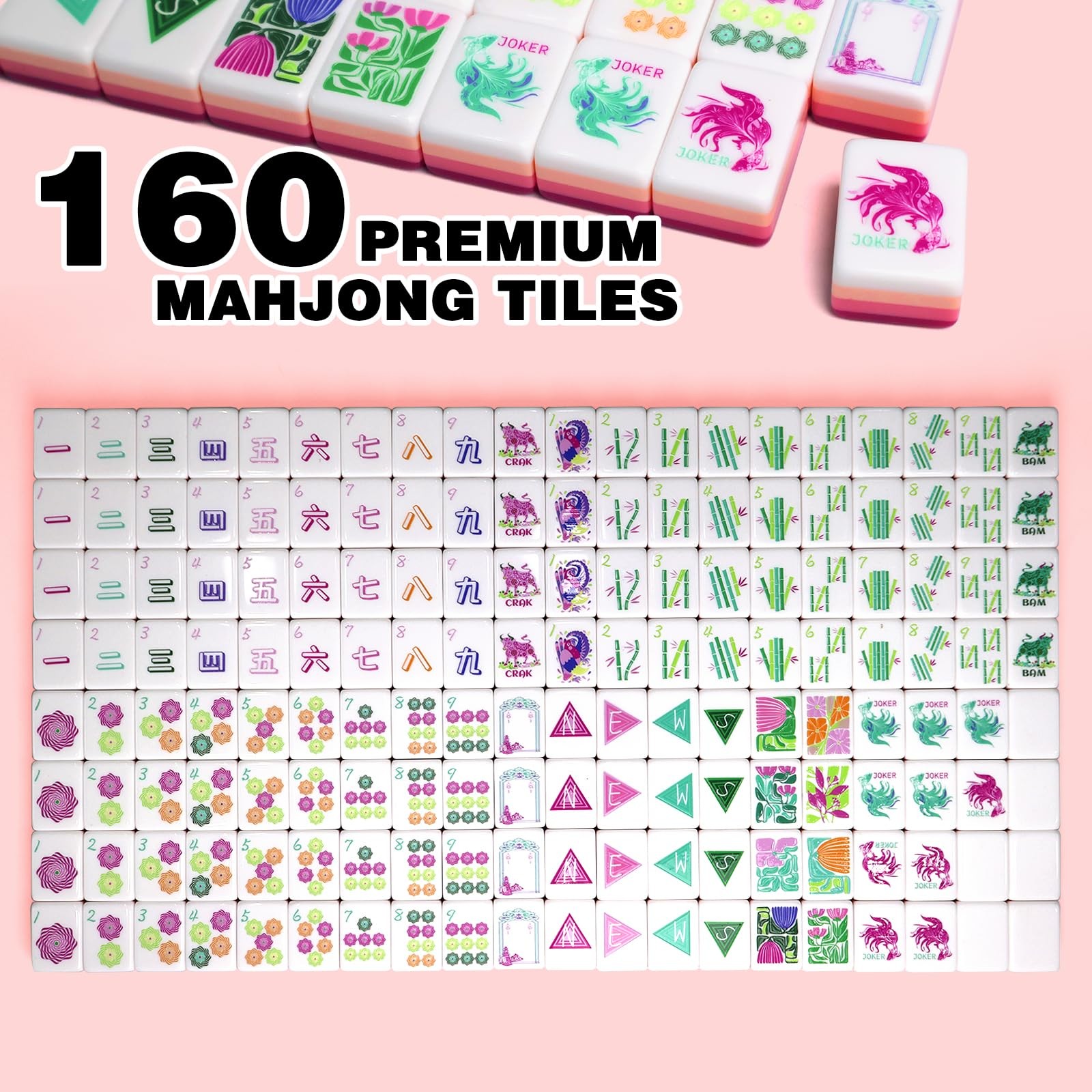 American Mahjong Game Set, Portable Carrying Bag,Acrylic 160 Tiles,Western Ma…