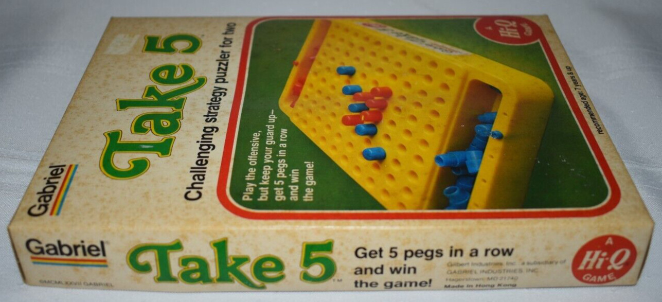1977 TAKE 5 Gabriel Strategy Game Hi-Q Puzzle Vtg w/Instructions New HONG KONG