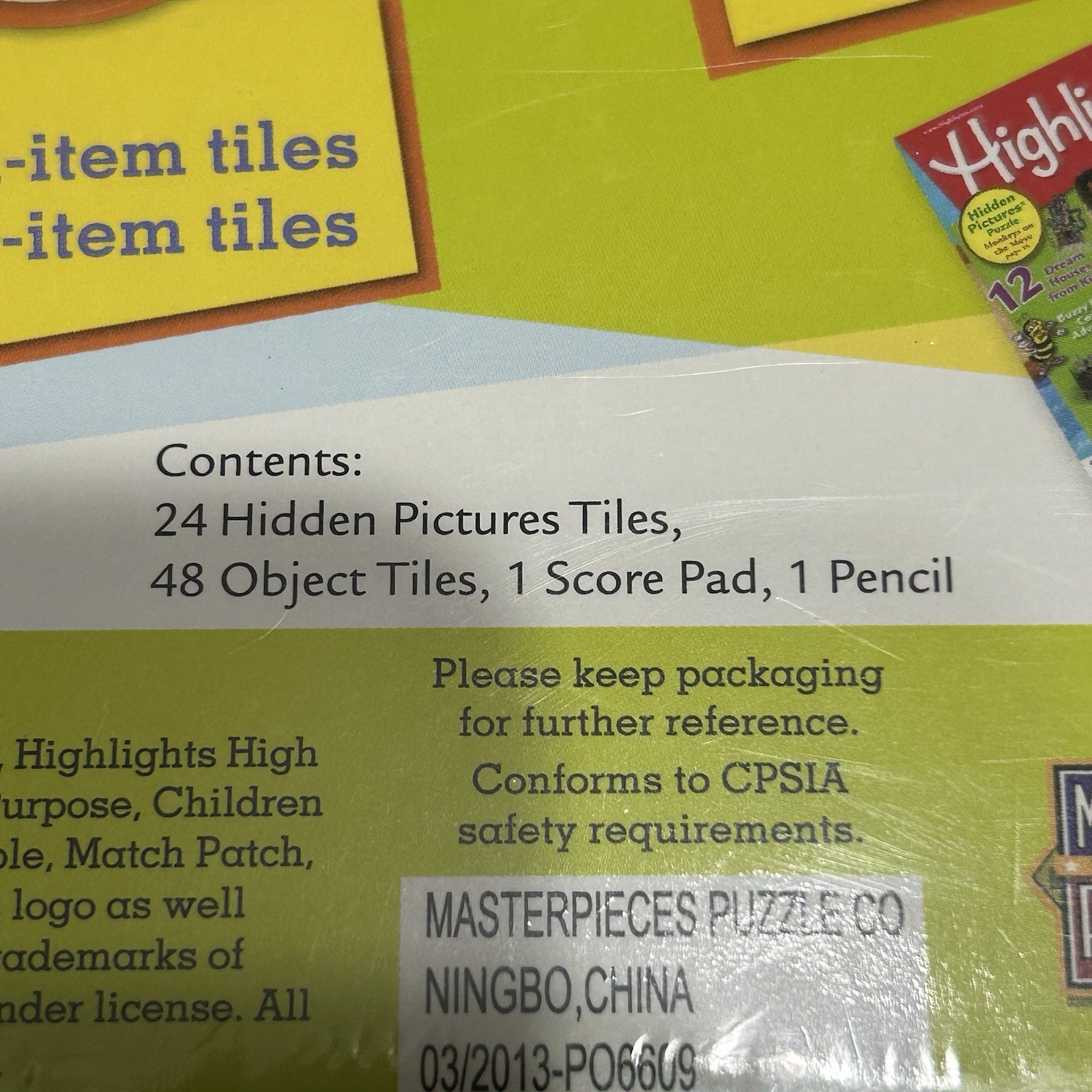 NEW SEALED Kids Matching Board Game Highlights Match Patch Kids Game Age 6+