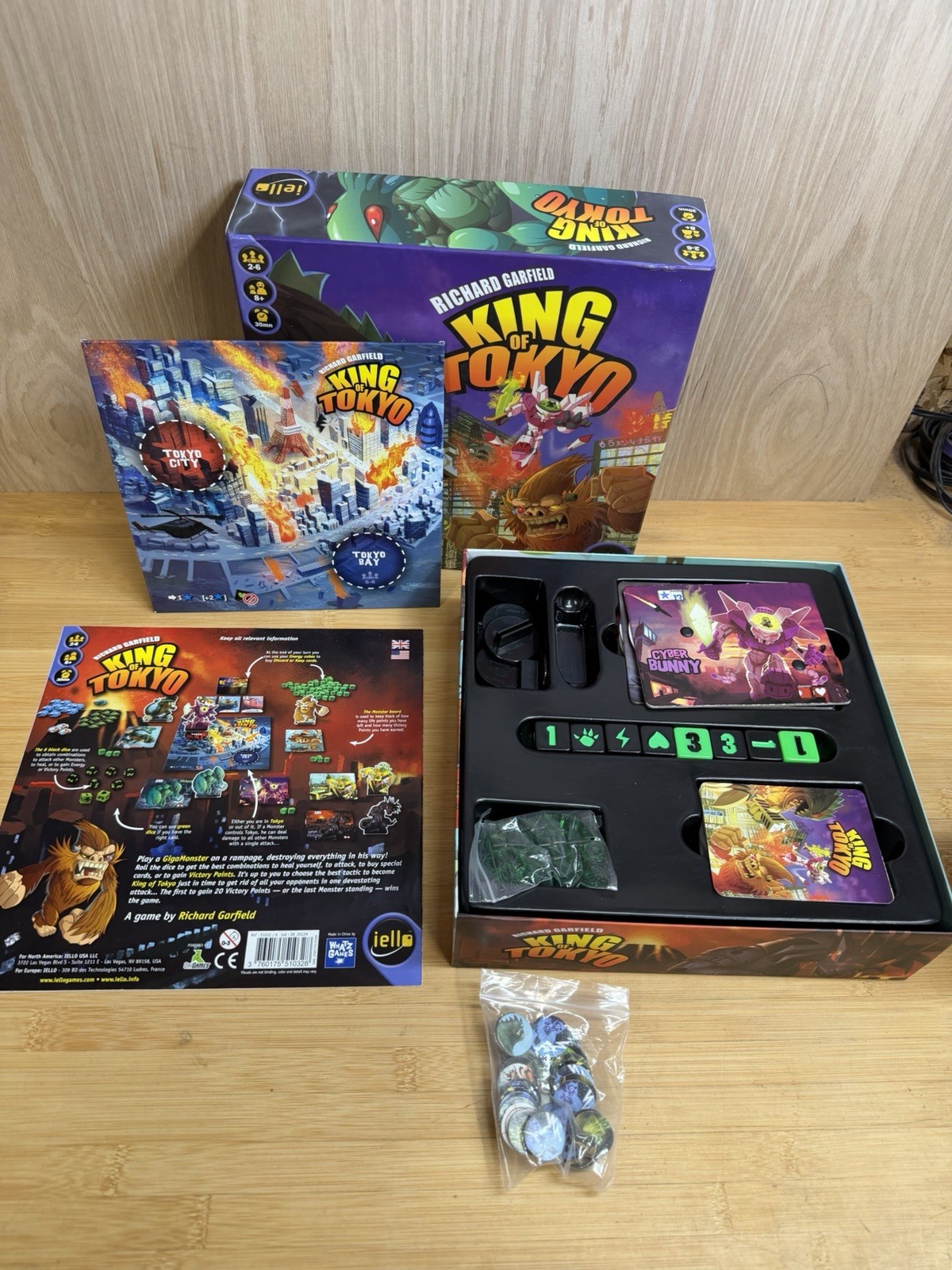 King of Tokyo Board Game IELLO Richard Garfield 2014 – Used All Pieces Included