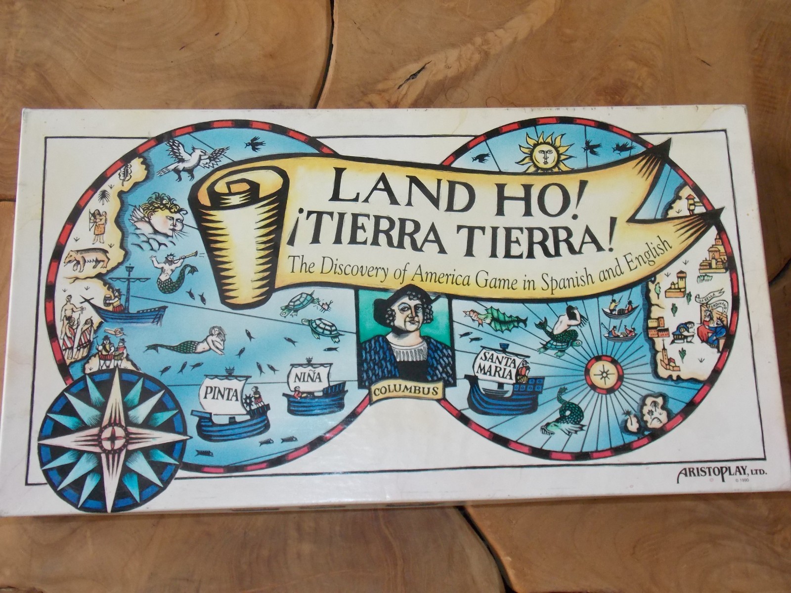 Land Ho! Board Game Tierra Discovery of America Spanish English Aristoplay Compl
