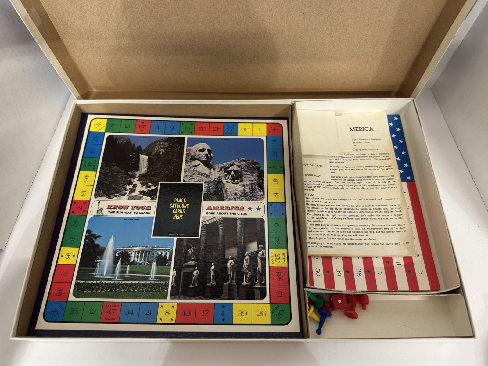 Vintage 1971 Cadaco Your America Board Game Patriotic History Complete in Box