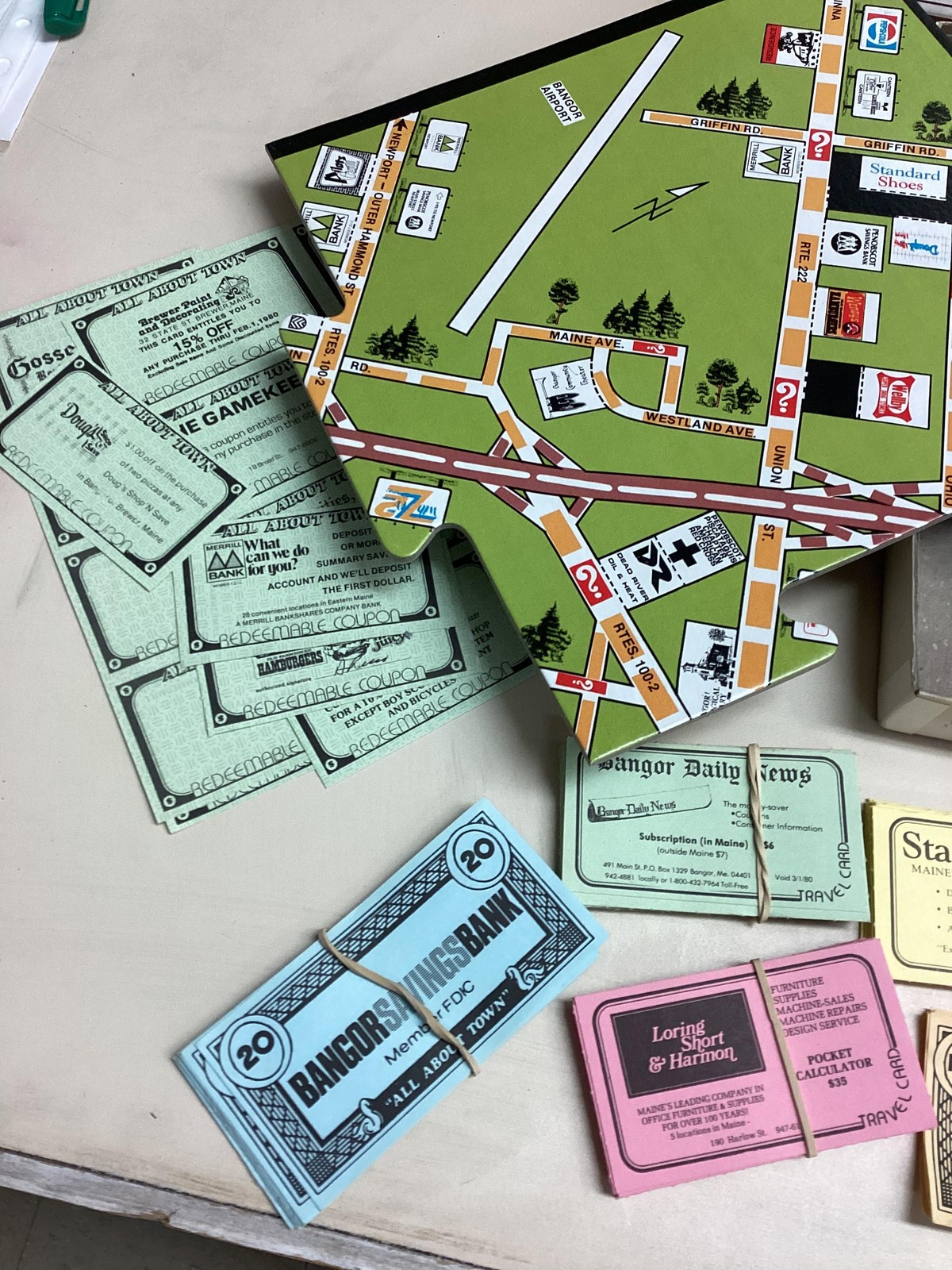 Vintage All About Town Greater Bangor Maine Board Game 1979 Map Multicolor