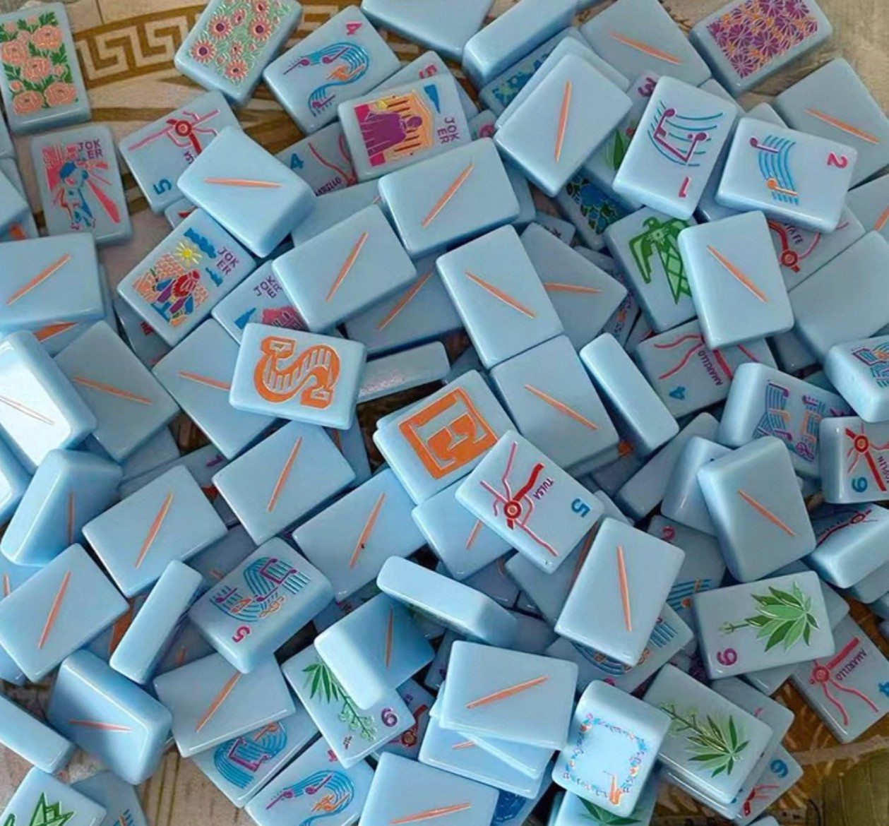 American Mahjong Game Set, 160 tiles Blue Mah Jong Tiles+ Free storage bag
