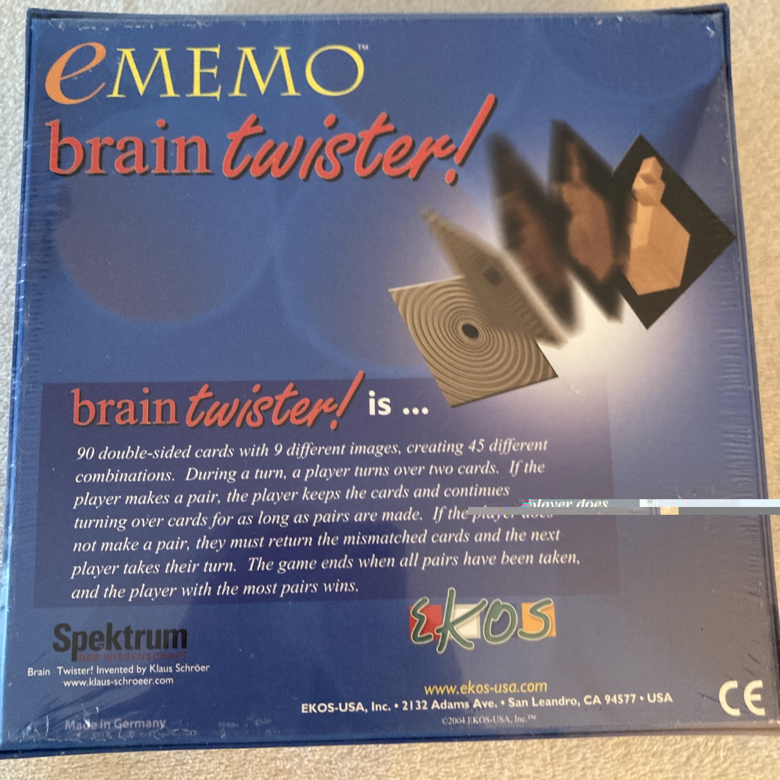 eMEMO Brain Twister Double Sided Photographic Tile Matching Game 2004 New Sealed