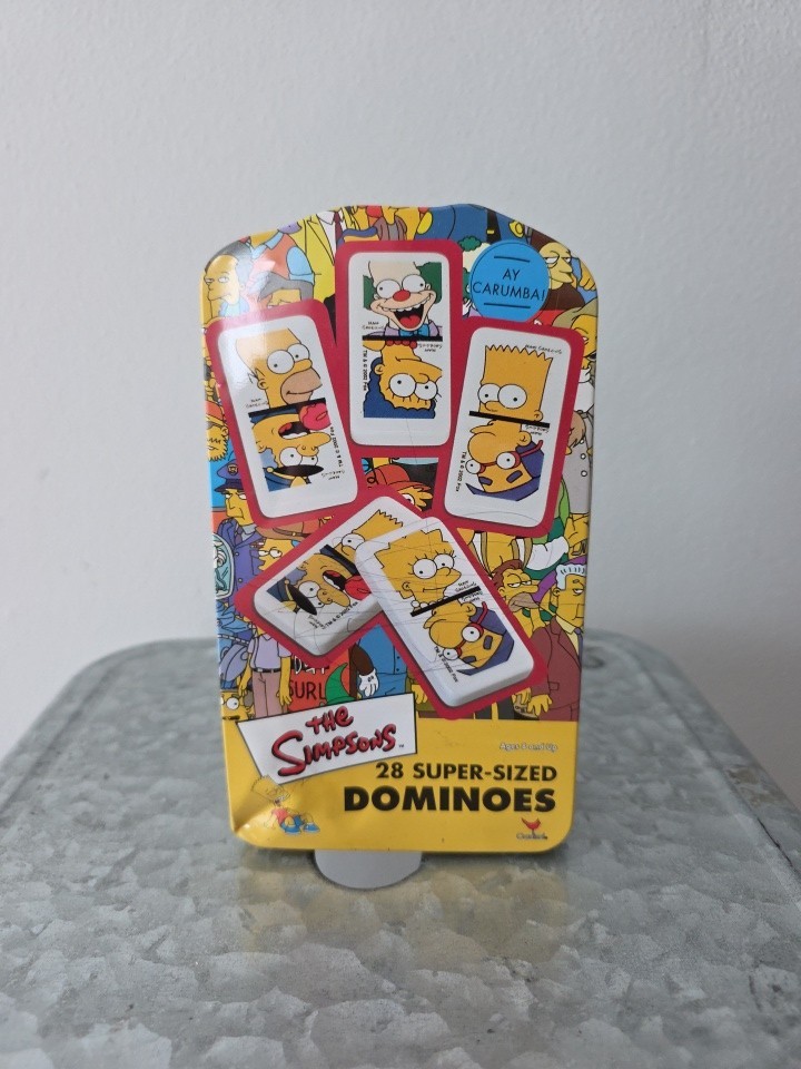 Vintage The Simpsons Themed 28 Dominoes in Tin Container (2003)
