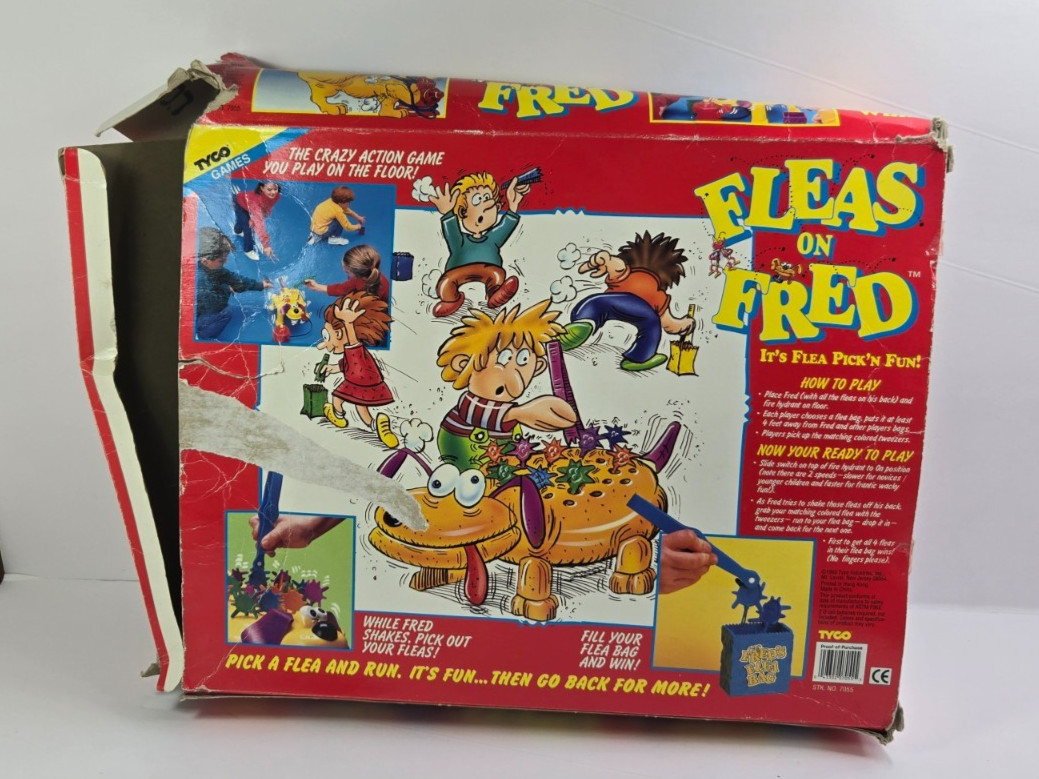 Vintage 1993 Fleas On Fred Tyco Game Tested Missing Pieces Damaged Box Heavy Use