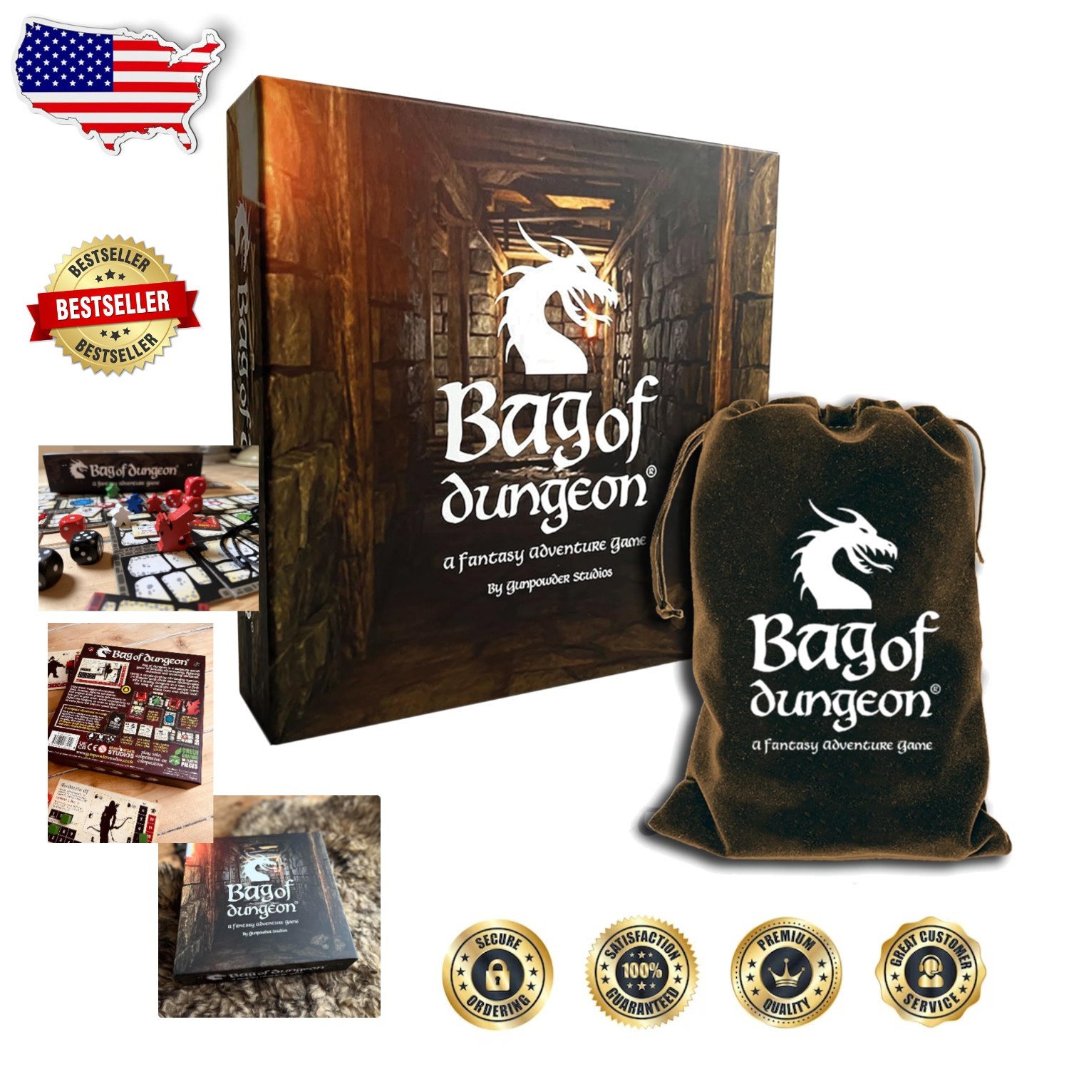 Fantasy Board Game 1-4 Players Ages 7+ Endless Replayability Dungeon Crawler