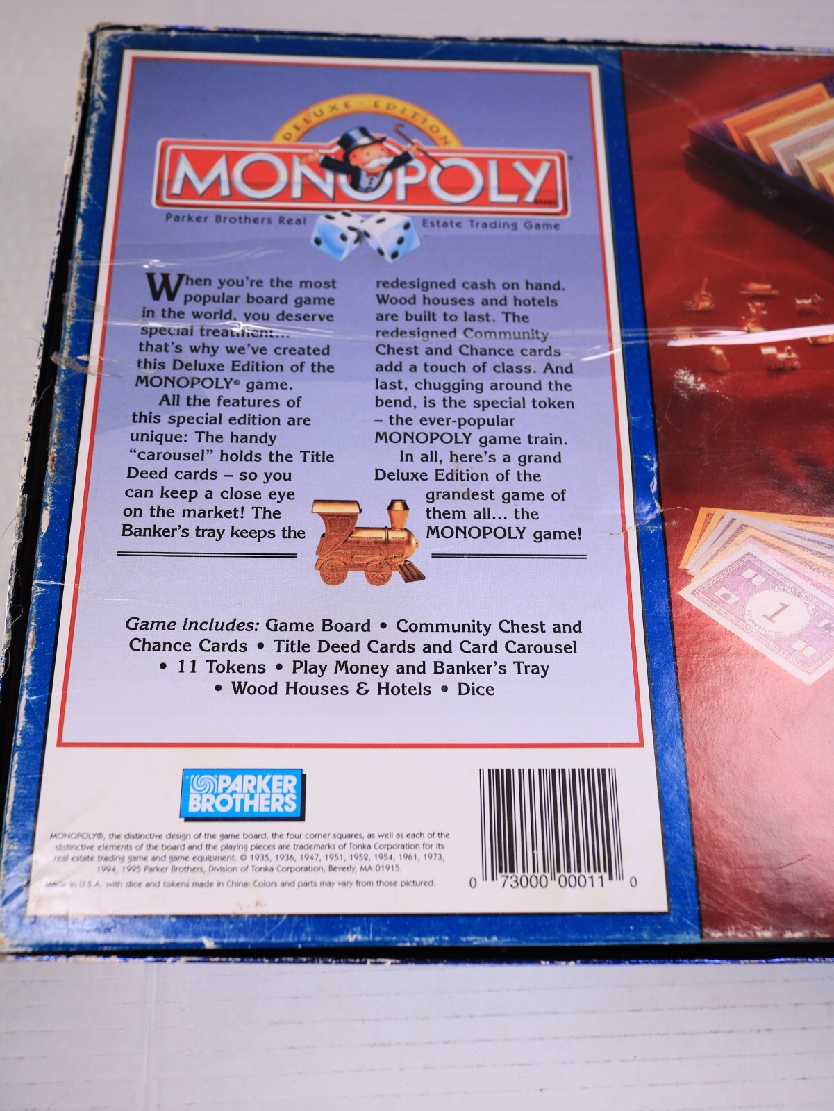 1995 Monopoly Deluxe Edition Board Game 100% Complete Gold Tokens, Clean See Pic