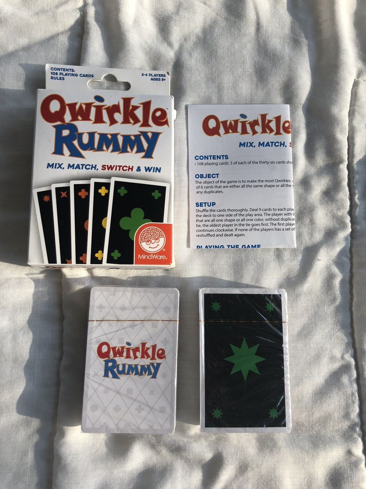 Mind Ware QWIRKLE RUMMY Card Game Mix Match Switch & Win Sealed Cards Ships Free