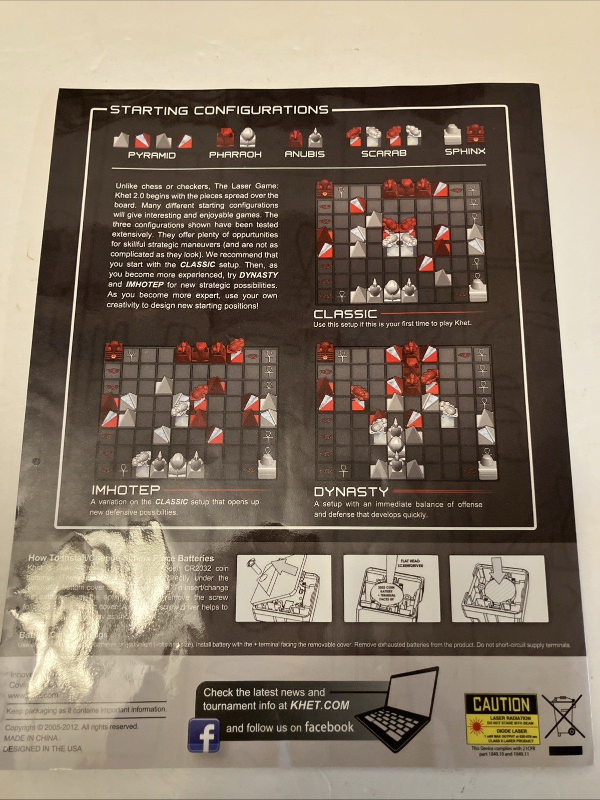 Laser Khet 2.0 Board Game Innovention Toys Strategy Instruction Only