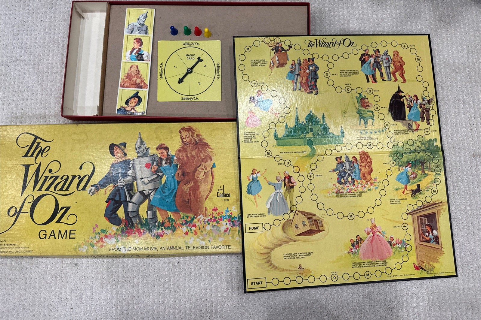 Vintage The Wizard of Oz Bard Game (Cadaco, 1974) MGM Yellow Brick Road Complete