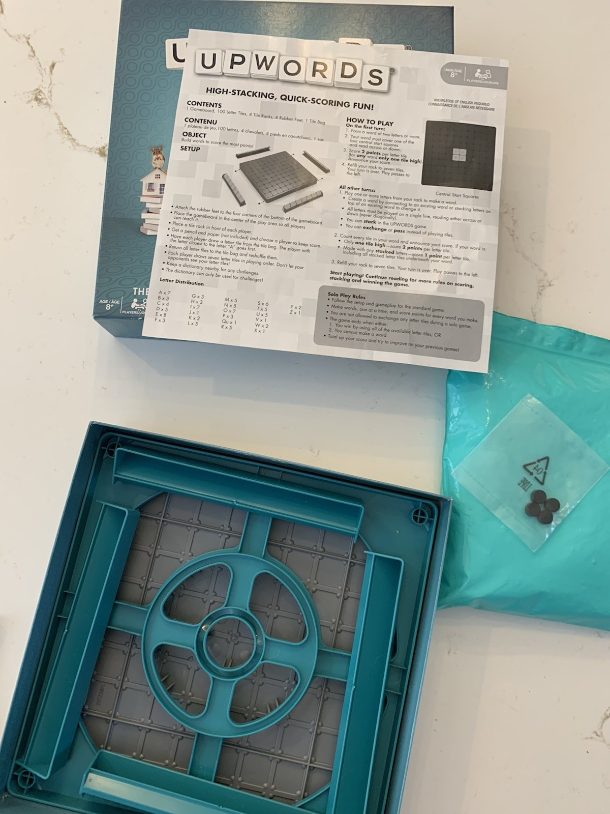 UpWords Board Game – The Game Of Quick Stacking And Word Hacking Unused Open Box