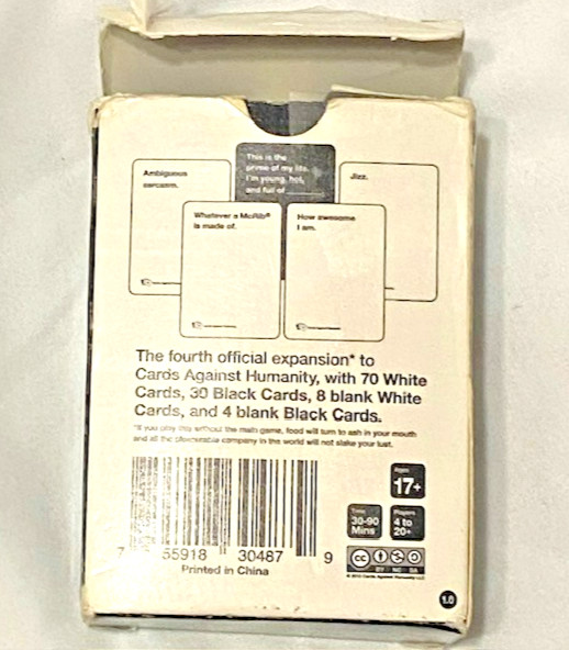 Cards Against Humanity Card Game Fourth Expansion Adult 100 Card Great Condition