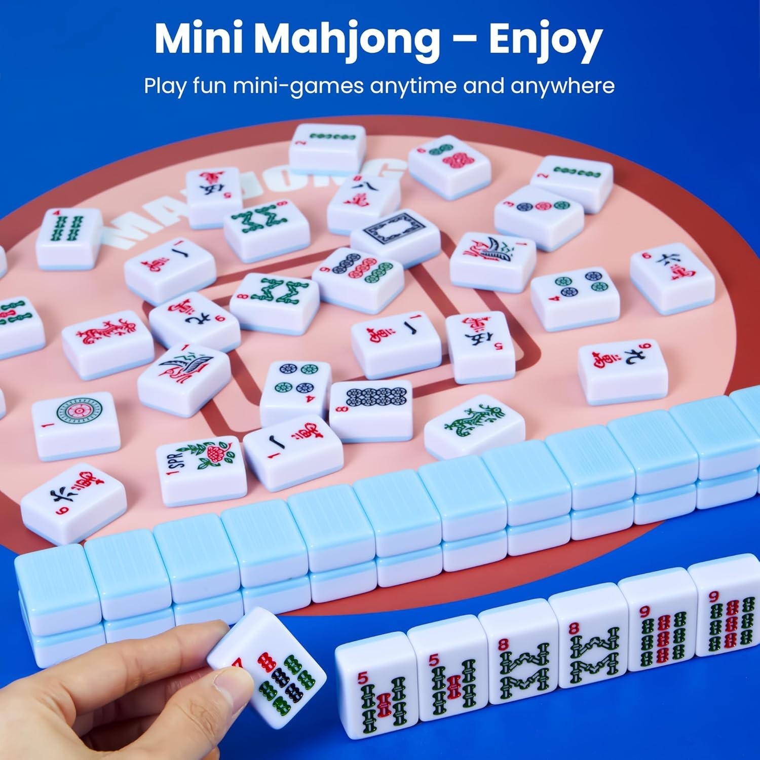 American Mahjong Tile Set, 166 Blue Tiles (1.2”) for Western Mahjong Game, Repla