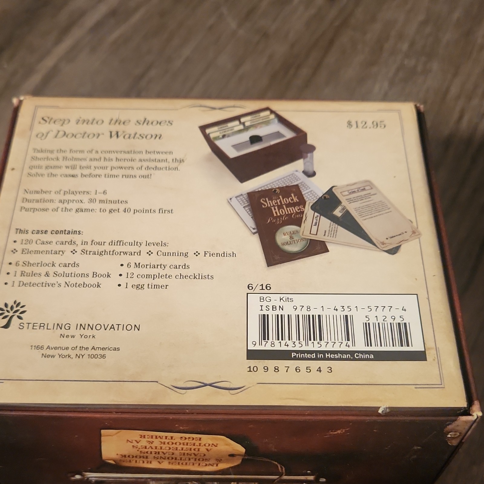 Sterling Innovation Sherlock Holmes Puzzle Case Board Game, Mystery, Cards, Tim…