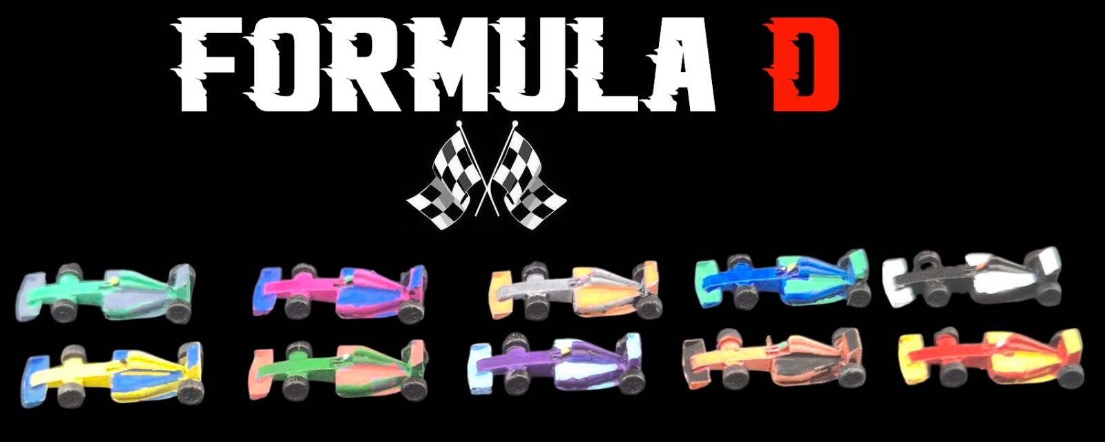 Formula D 10 painted miniature cars F1 / 10 cars F1 (20mm) painted