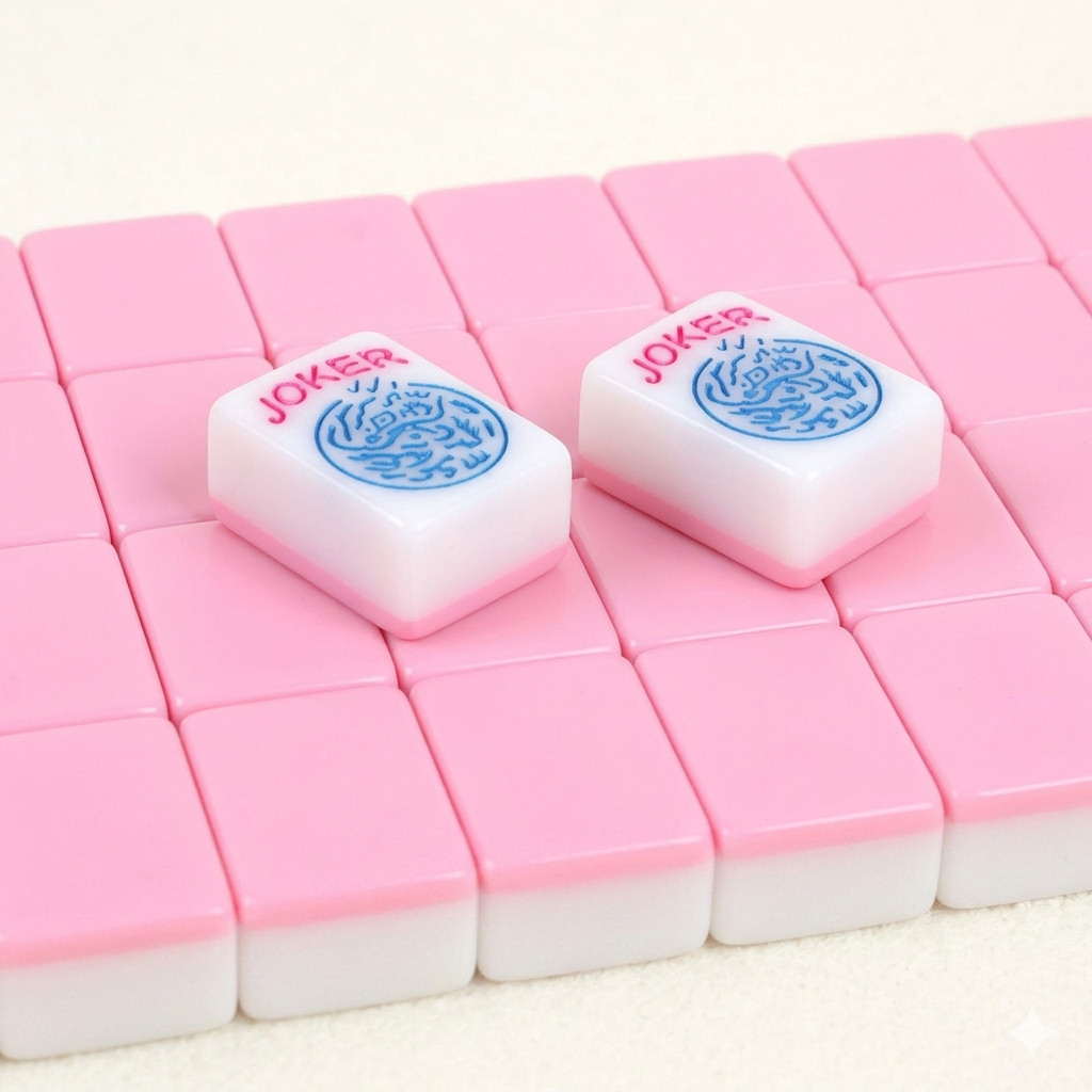 American Mahjong Set 166 Premium Melamine Tiles Pink Pastels Engraved with Joker