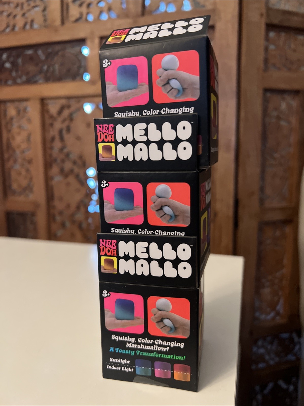 Nee Doh Mello Mallo TRIO x3 Color Changing Marshmallow Schylling Sealed Box NEW