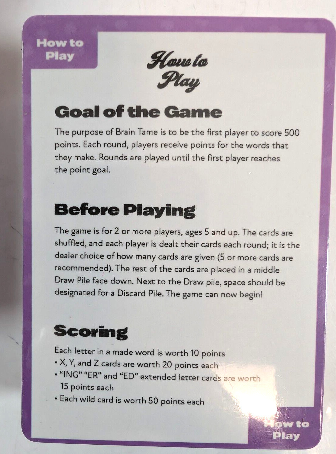 Brain Tame Card Game, Word Game 5 and up