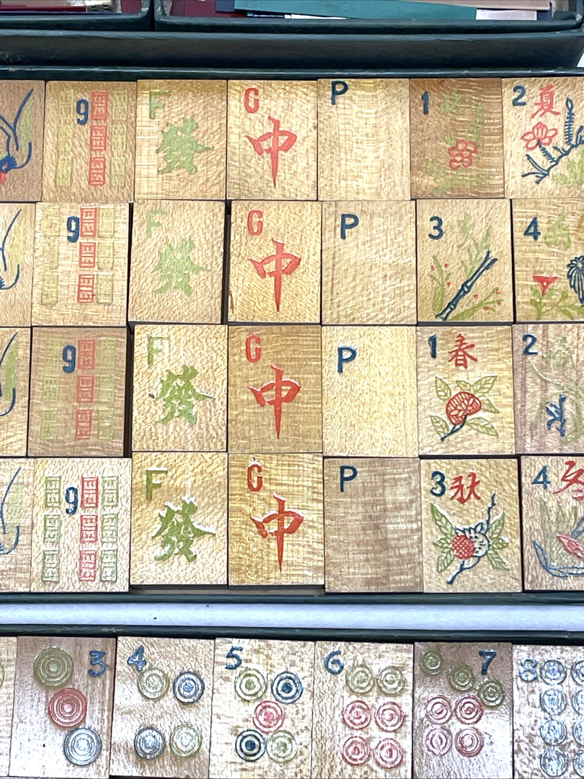 Antique 1920s Chinese Mahjong Set Wood Tiles Sticks & Original Box AsIs 144 Tile