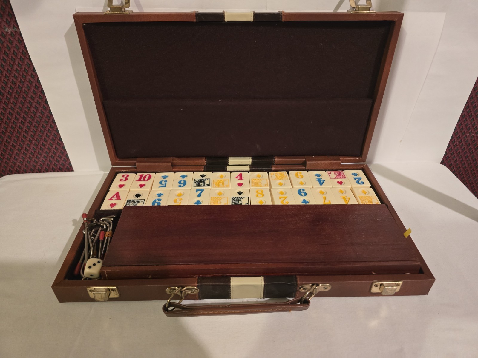 Cardinal Vintage Rummy-O Rummikub Game with Faux Leather Carrying Case Good Cond