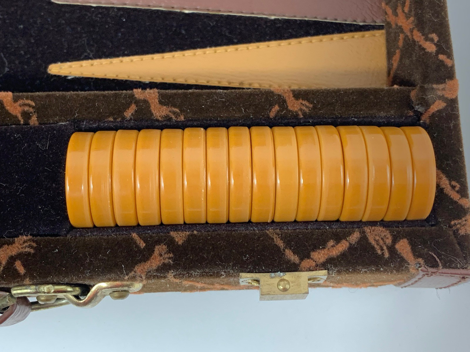 VTG Aries Of Beverly Hills Rare Longchamp Brown Velvet Travel Backgammon Set