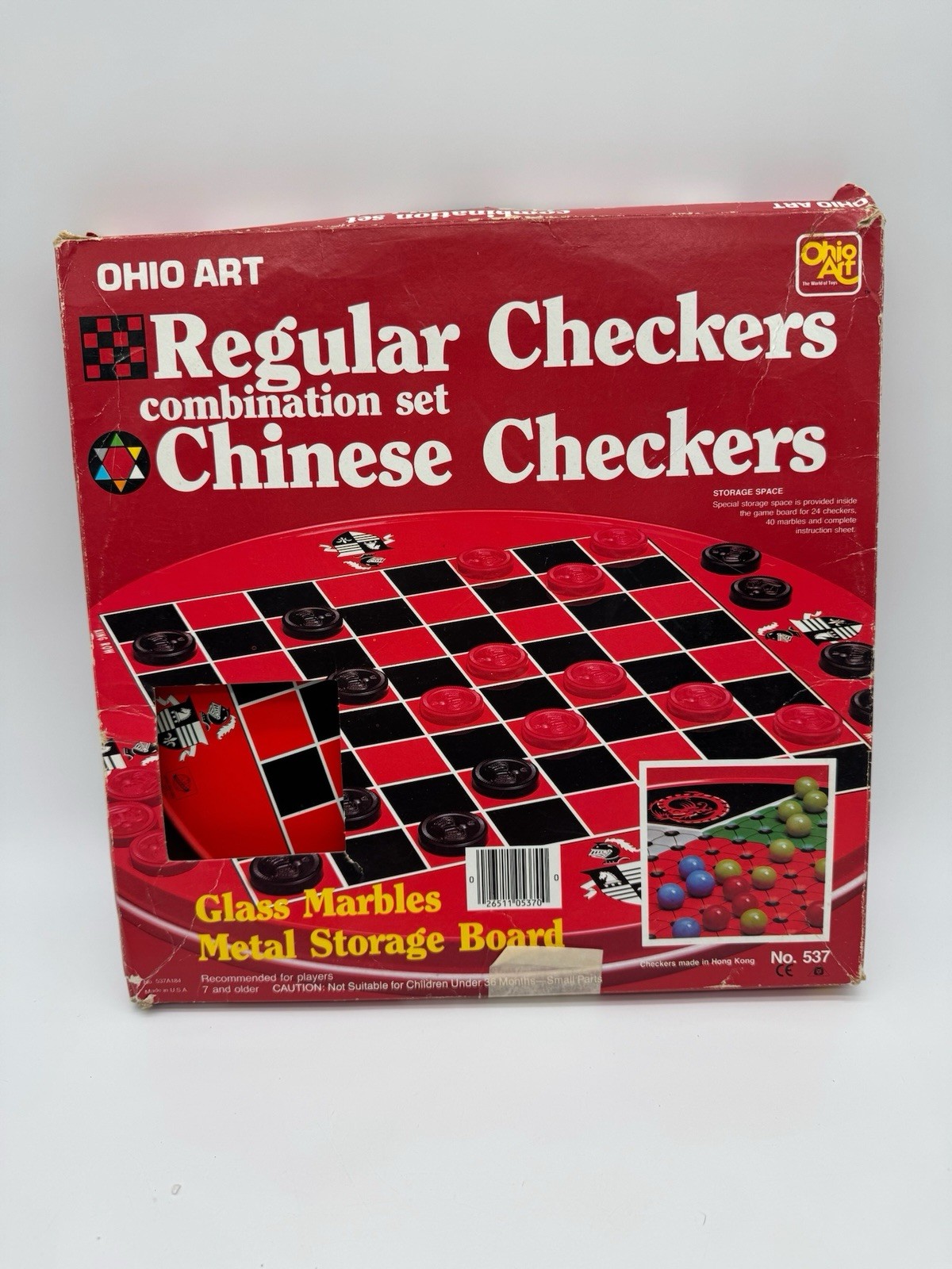 VINTAGE Ohio Art No. 537 Combination Chinese Checkers Regular Checkers Game READ