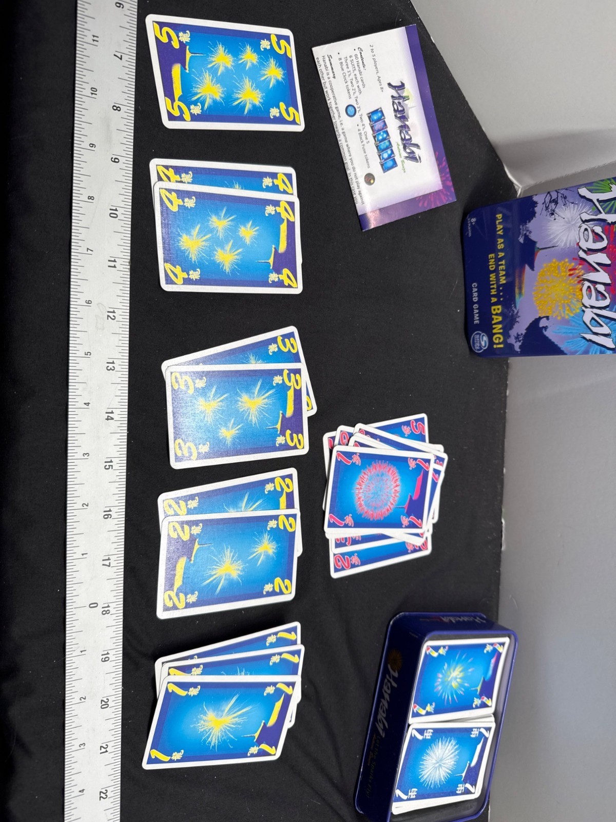 R&R Games Hanabi Fireworks Card Game Tin Travel Game Complete Excellent Light Sc