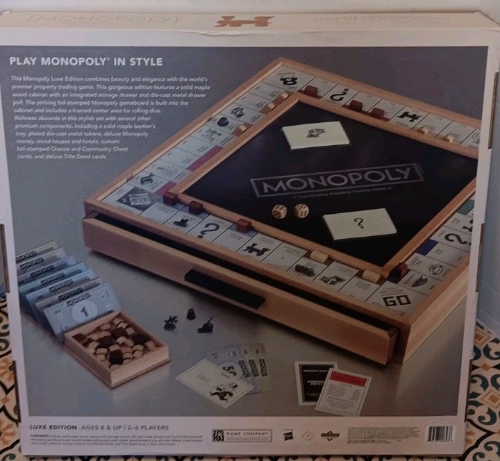 Monopoly Luxe Edition Maple Wood Cabinet Luxury Premium Game Board