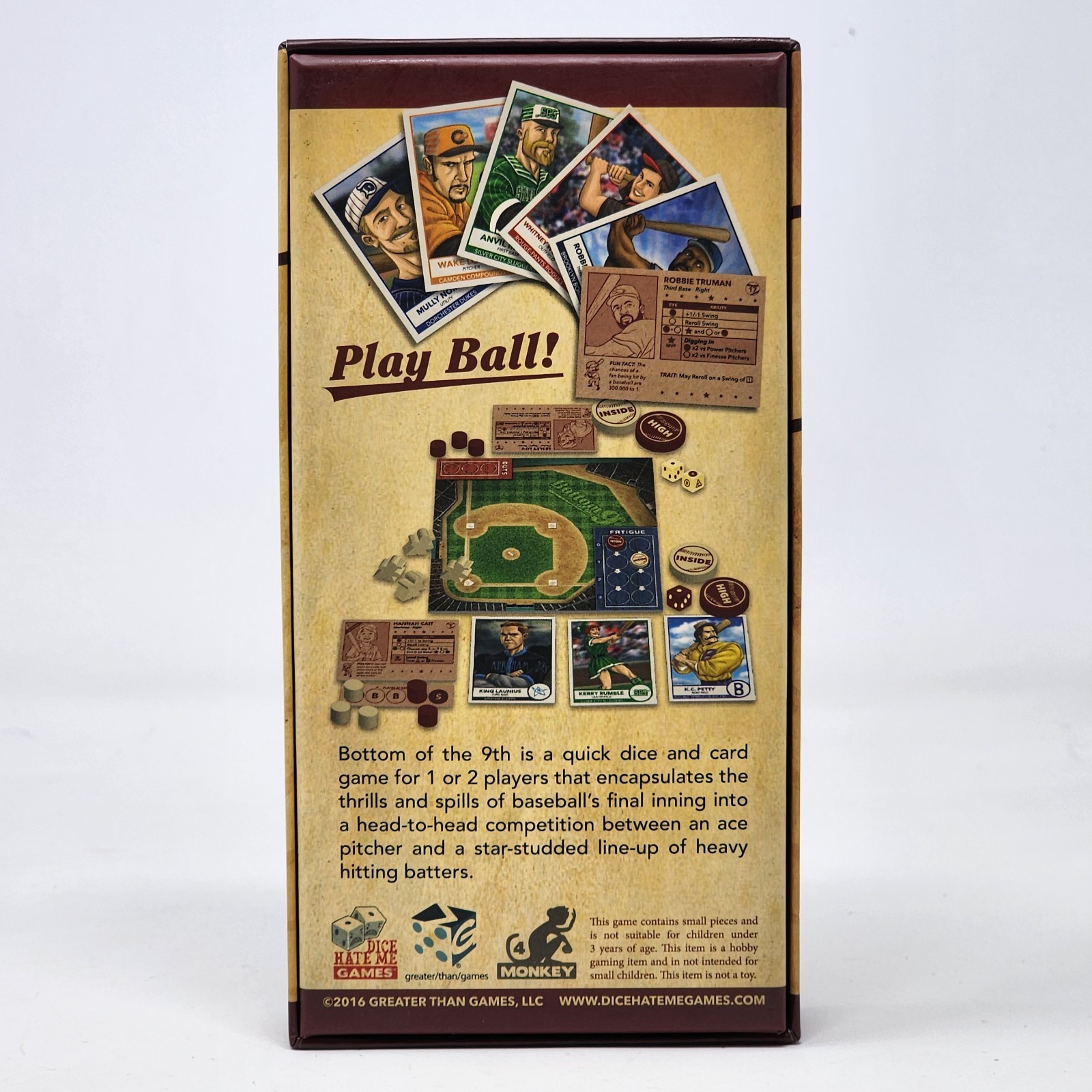 Bottom of the 9th Dice Hate Me Games 2016 2 Player Baseball Game Complete EX/NM