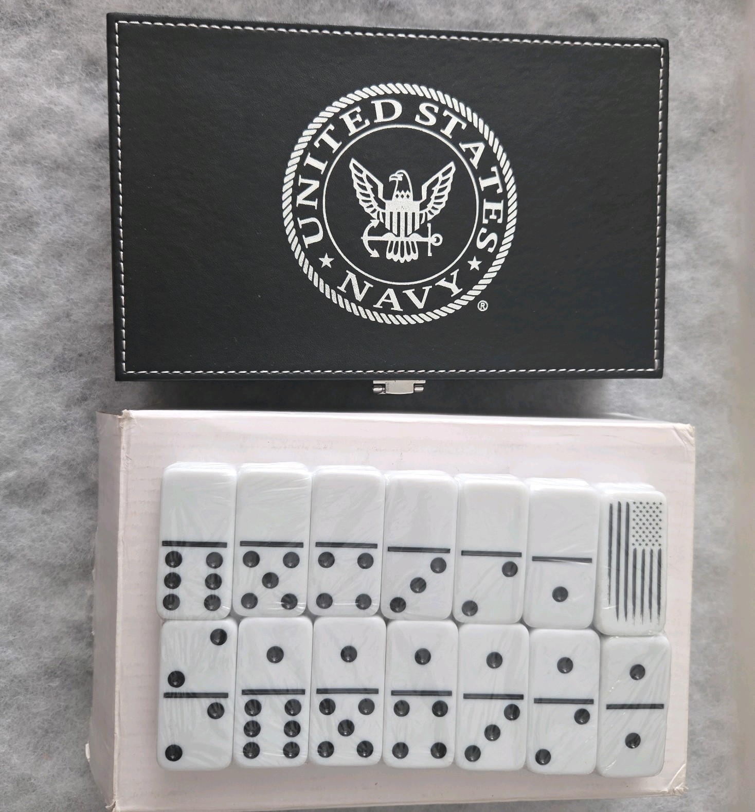 NIB United States Navy 55pc Sealed Dominos With Case